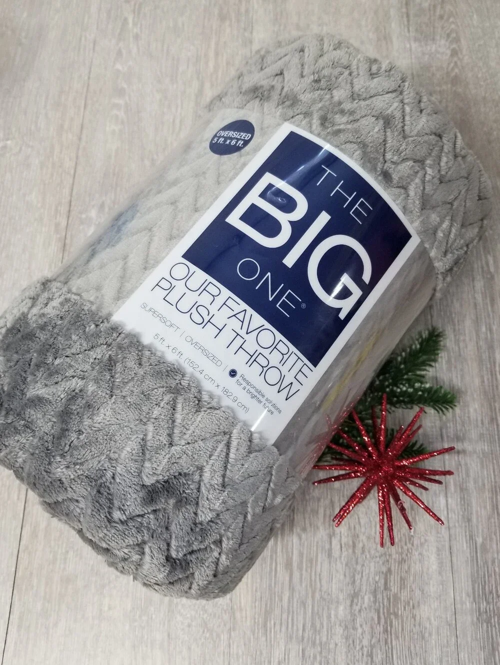The Big One Gray Plush Throw